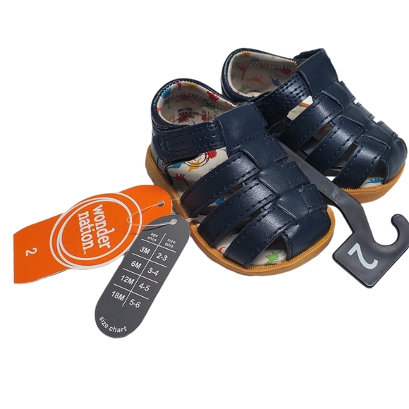 8NWT Wonder Nation Baby Boy Fisherman Sandal Navy Size 2 - Picture 11 of 11